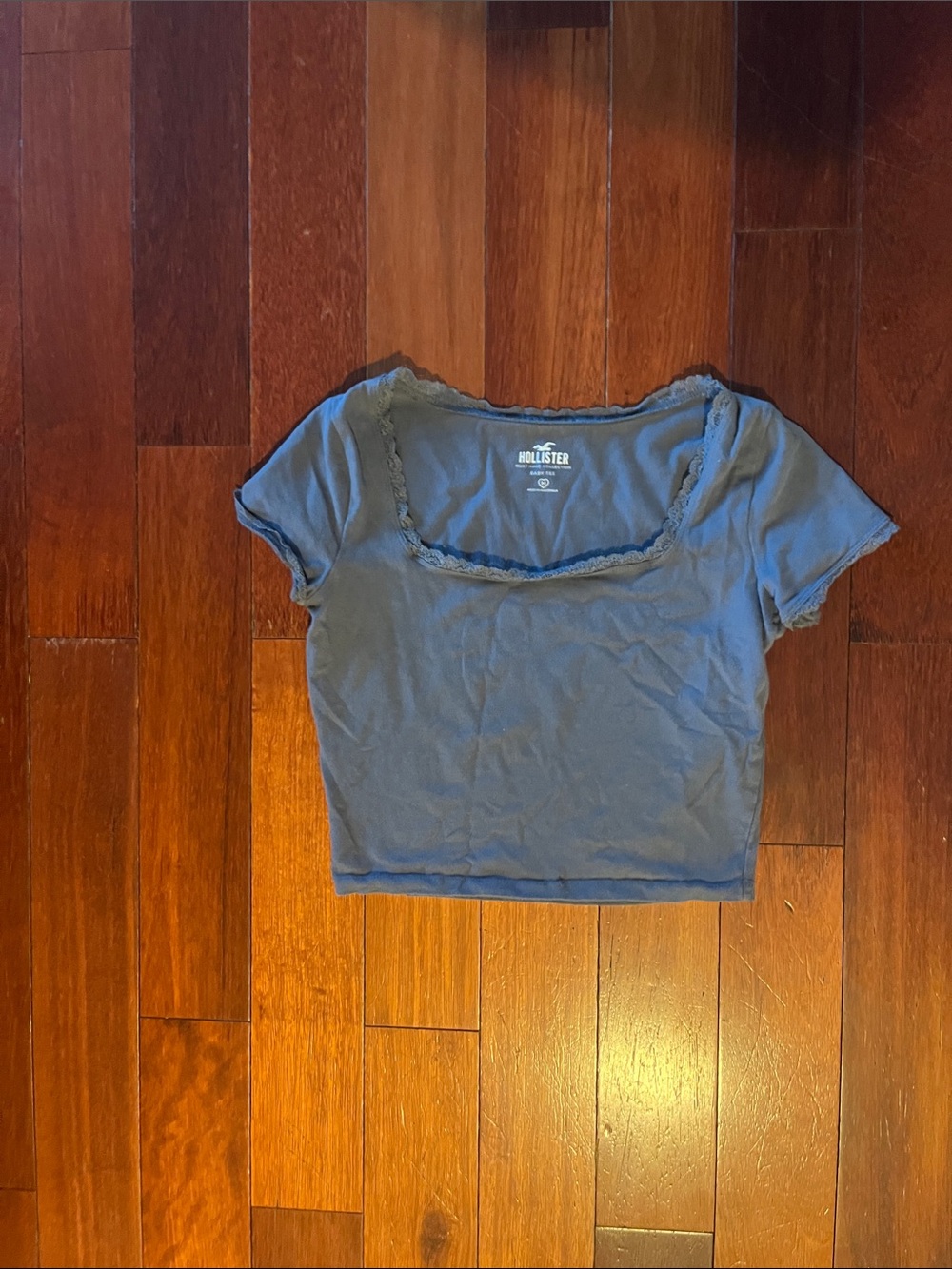 Hollister Slate Blue Square Neck Crop Top